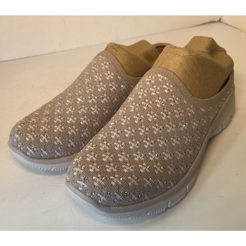 Skechers Women's Easy Going Rhinestone Knit Mules Glitz Strut Lilac Size 7.5 NIB